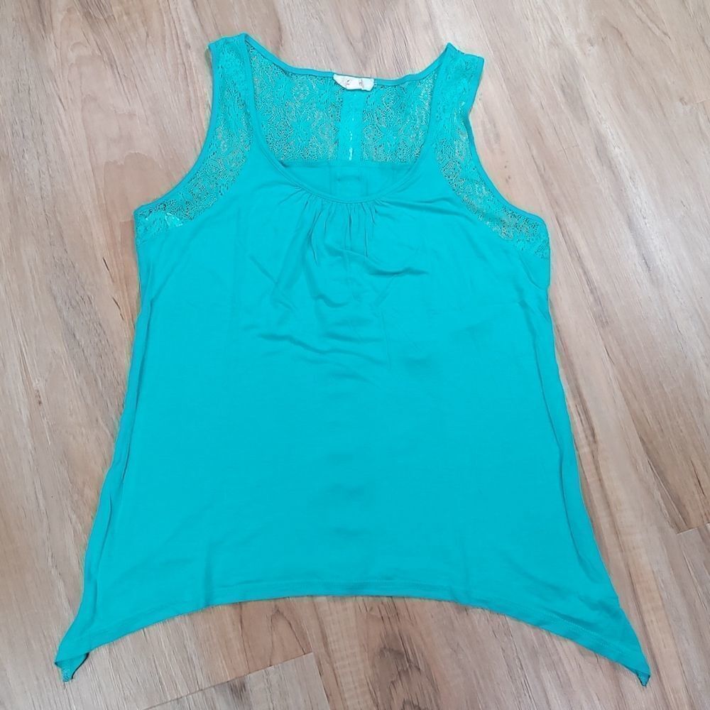 🔺️E&M Teal Asymmetric Sleeveless Top Medium